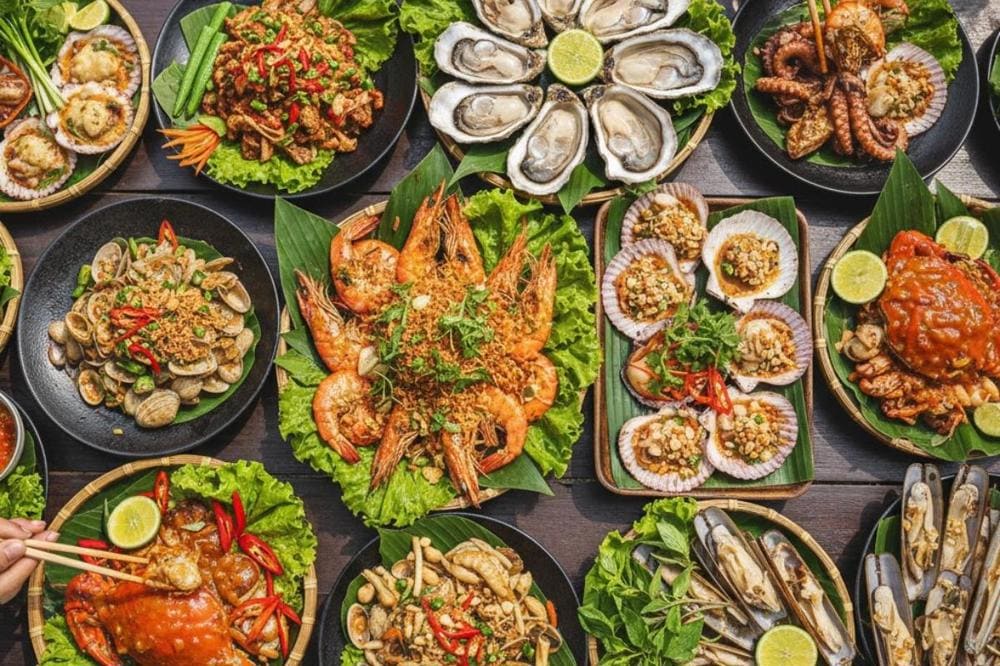 Ẩm thực Hòn Chồng mang đậm hương vị biển tươi ngon, khó quên.